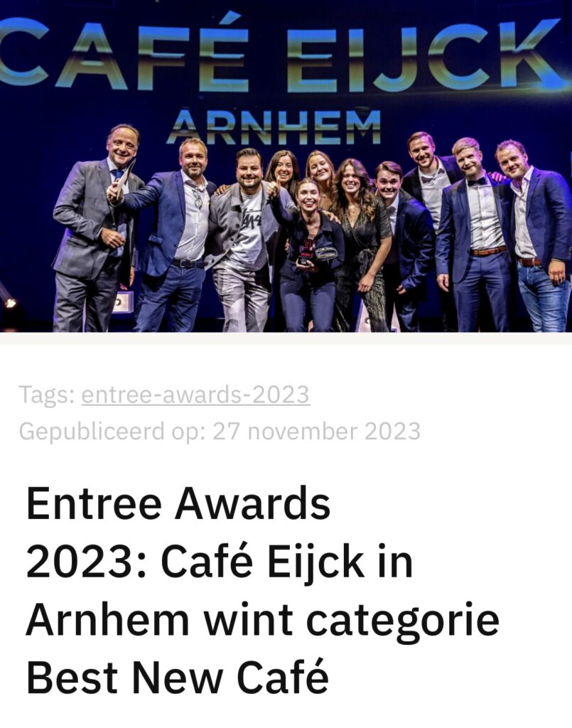 Café Eijck wint Entree Award Best New Café